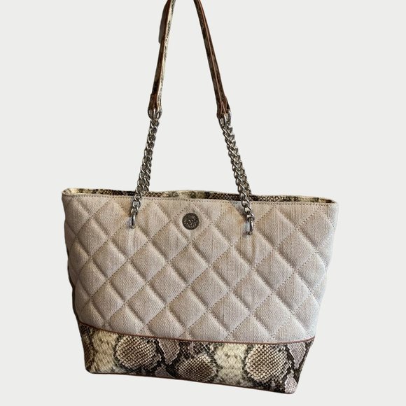 ANNE KLEIN Quilted Snakeskin Shoulder Bag w/ Matching Pouch - Picture 2 of 5